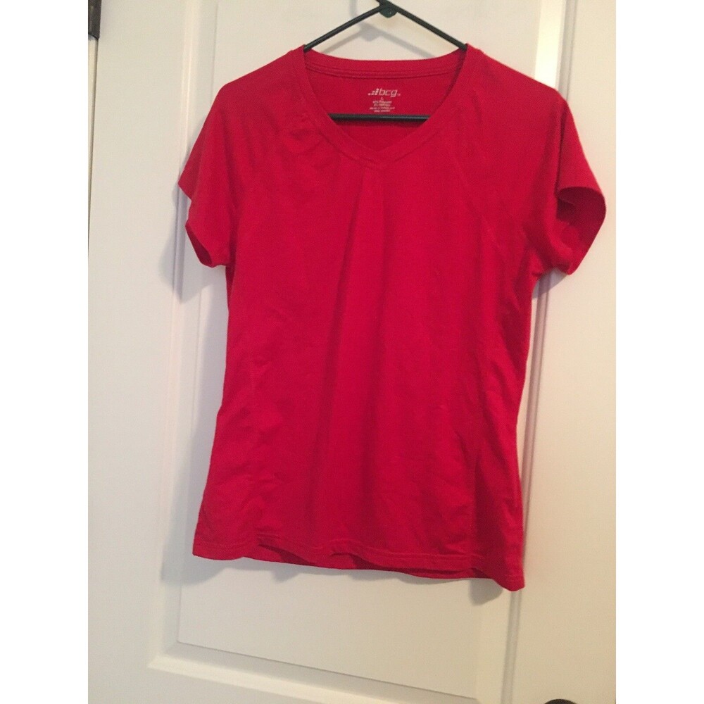 BCG Women's Short Sleeve T-Shirt  Top Activewear Size L Red